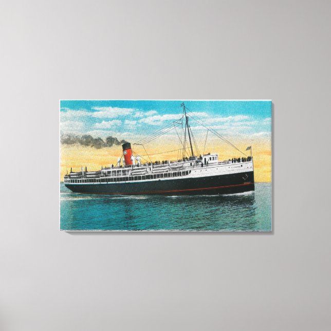 Lienzo "Avalon" al vapor en la isla de Santa Catalina (Anverso)