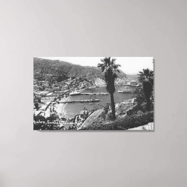 Lienzo Avalon, CA Isla Santa Catalina Vista del puerto (Anverso)