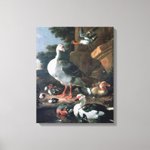 Lienzo Ave acuática en un paisaje clásico del siglo XVII