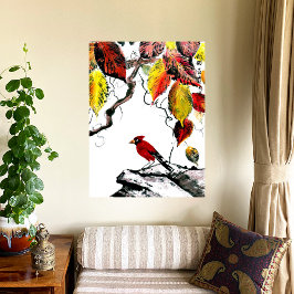 Lienzo Ave china en otoño