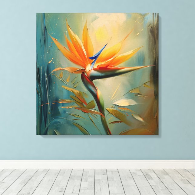 Lienzo Ave de la planta tropical del paraíso (Insitu (piso de madera))