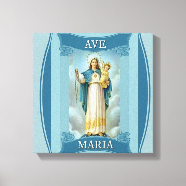 Lienzo AVE MARIA VIRGIN MARY CHRIST CHILD Rosary (Anverso)