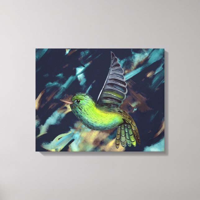 Lienzo Ave Volando Sobre El Fondo Abstracto (Anverso)