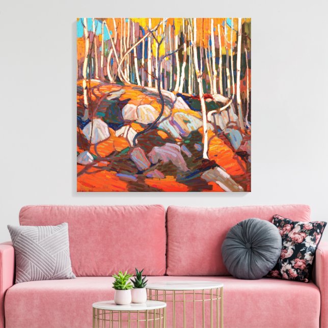 Lienzo Avenida de abedules, Otoño | Tom Thomson | (Insitu (Sala de estar))