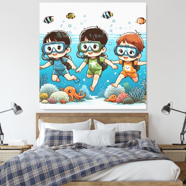 Lienzo Aventura Submarina con Amigos (Insitu(Dormitorio))