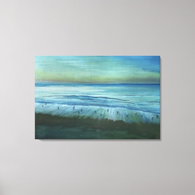 Lienzo Aves Al Atardecer En La Costa Blanca (Anverso)