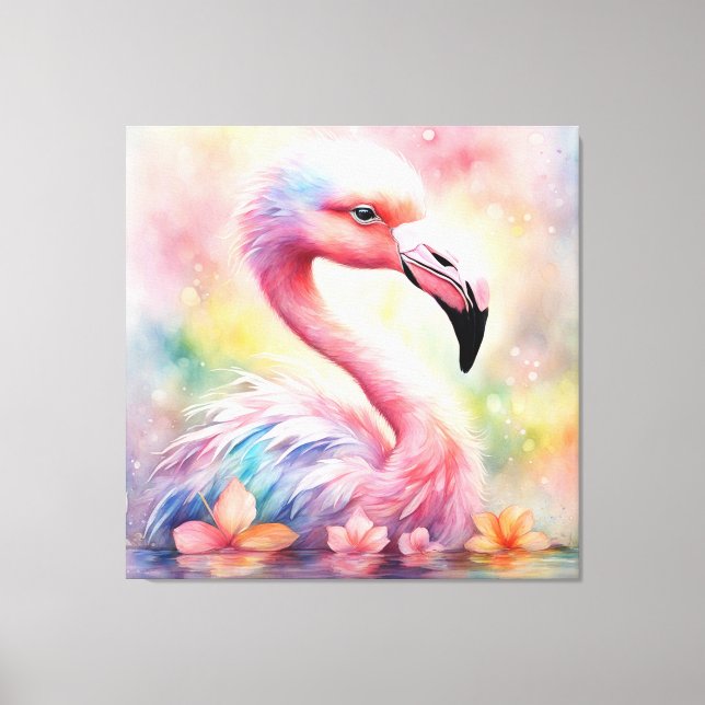 Lienzo Aves arcoiris Flamingo 1 (Anverso)