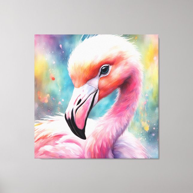 Lienzo Aves arcoiris Flamingo 2 (Anverso)