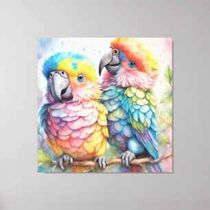 Lienzo Aves arcoiris loros 1