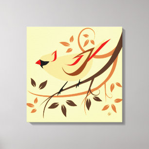 Lienzo Aves cardenales del norte