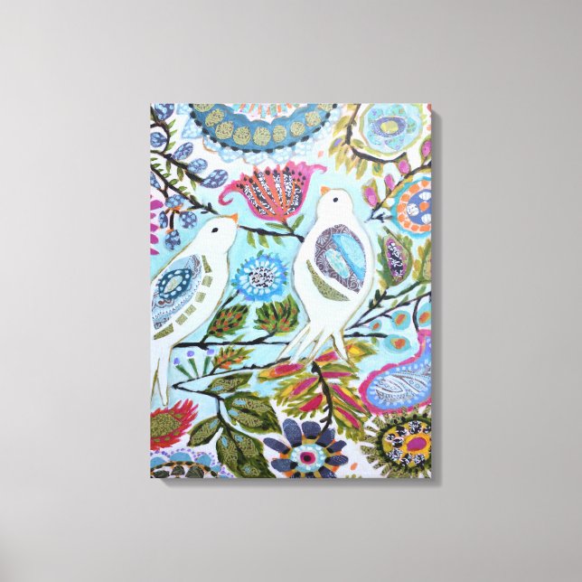 Lienzo Aves de papel I (Anverso)