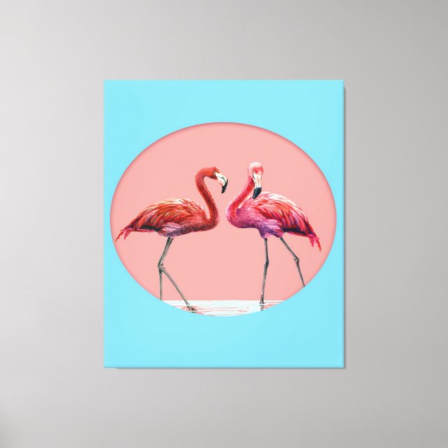 Lienzo Aves Flamingo En El Agua | Regalo Para Los Amantes (Anverso)