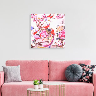 Lienzo Aves florales tradicionales chinas Chinoiserie ros