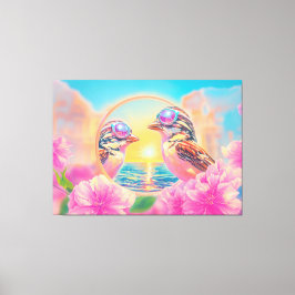 Lienzo Aves Guay con gafas de sol al atardecer