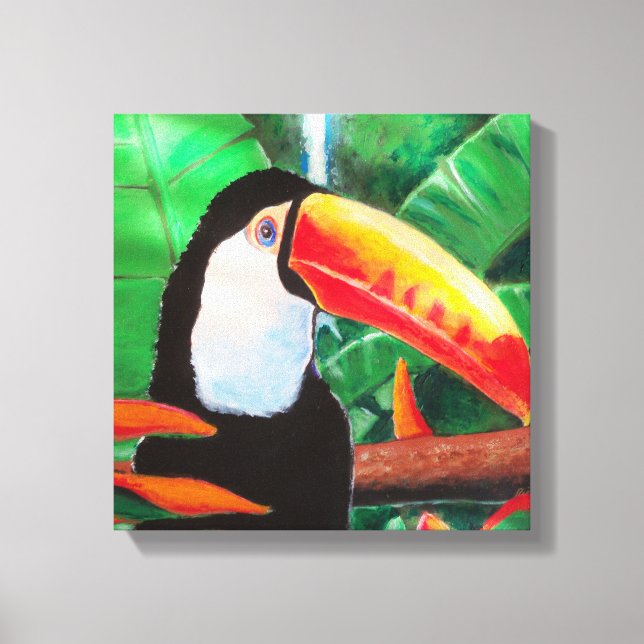 Lienzo Aves silvestres exóticas de Toucan (Anverso)