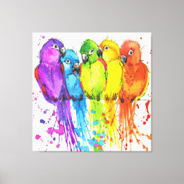 Lienzo Aves tropicales de una pintura de tela de pluma