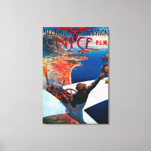 Lienzo Aviación de D de la reunión en Niza, poster de