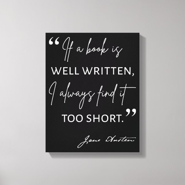 Lienzo Avid Reader II - Cita de Jane Austen (Anverso)