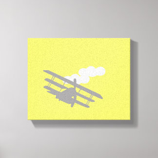 Lienzo Avión con fondo amarillo liso.