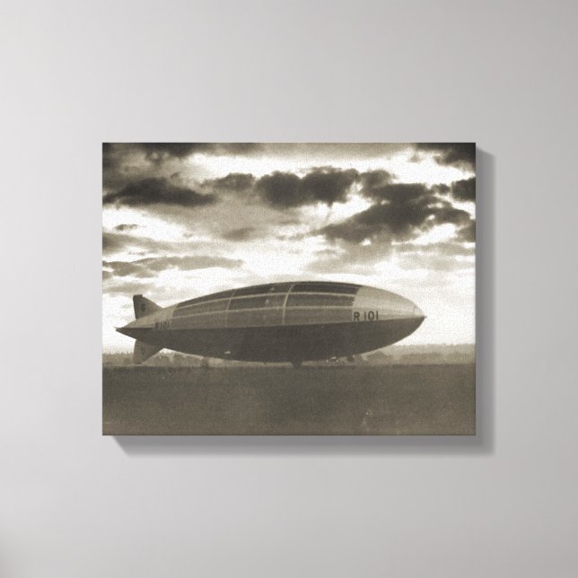 Lienzo Avión histórico de época, R101 en Cardington (Anverso)