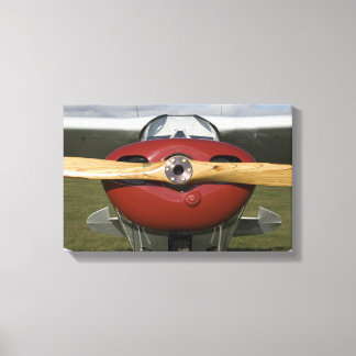 Lienzo Avión rojo y hélice de madera