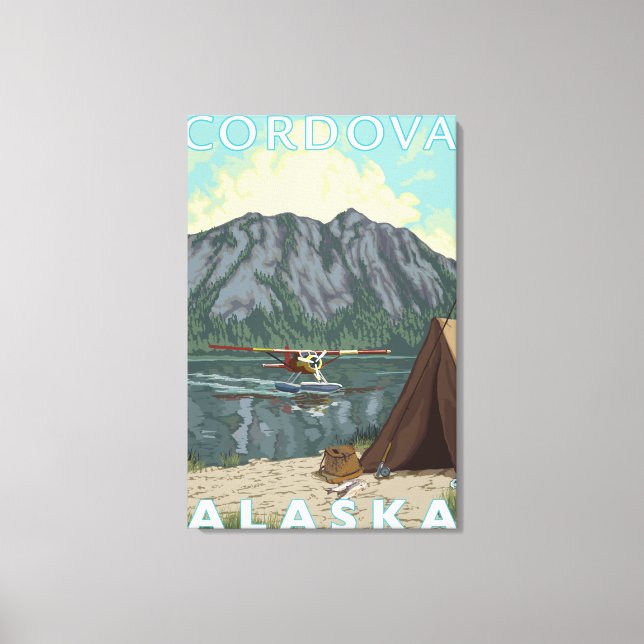 Lienzo Avión y pesca de Bush - Córdova, Alaska (Anverso)