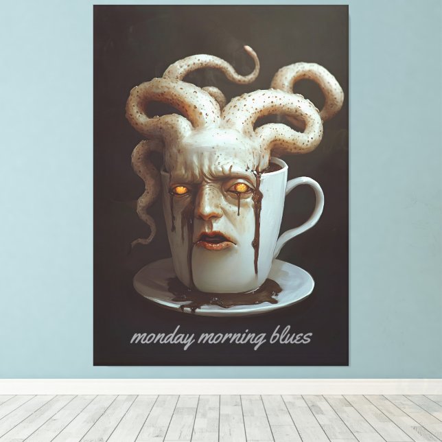 Lienzo Aviso de nivel de cafeína blues de la mañana del l (Insitu (piso de madera))