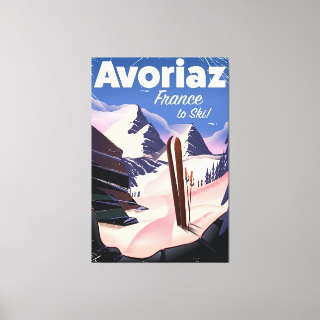 Lienzo Avoriaz, afiche de viaje para esquí francés (Anverso)