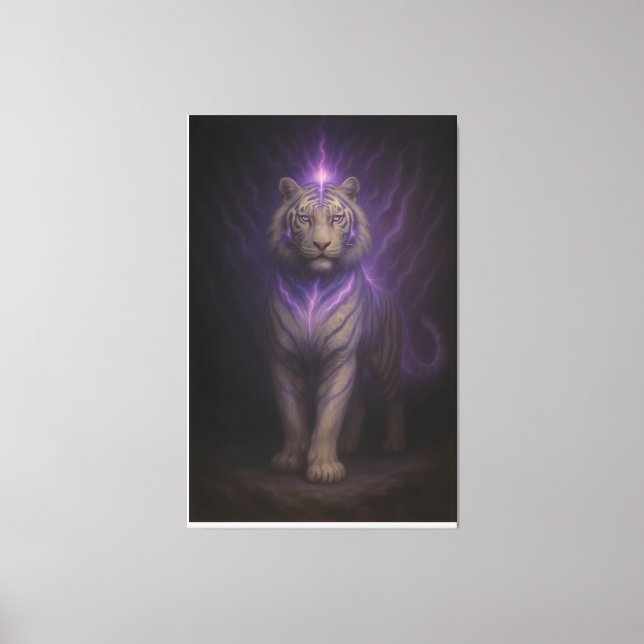 Lienzo Awakening Violet Aura White Tiger – Mystic Energy  (Anverso)