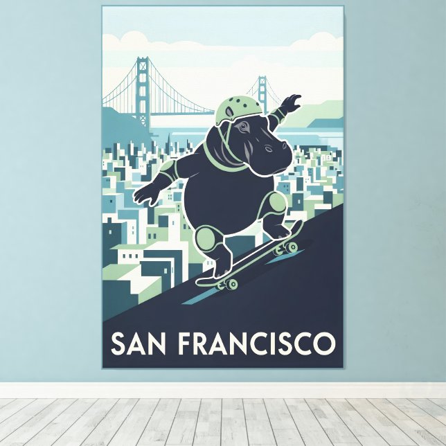 Lienzo Awesome San Francisco WPA styled canvas print (Insitu (piso de madera))