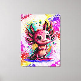 Lienzo Axolotl Anfibio - Colorful Cute Axolotl