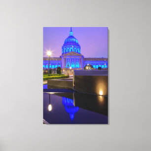 Lienzo Ayuntamiento de San Francisco con luz azul brillan