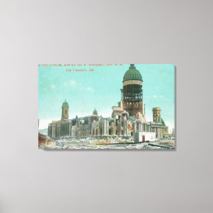 Lienzo Ayuntamiento en ruinas tras incendio en 1906