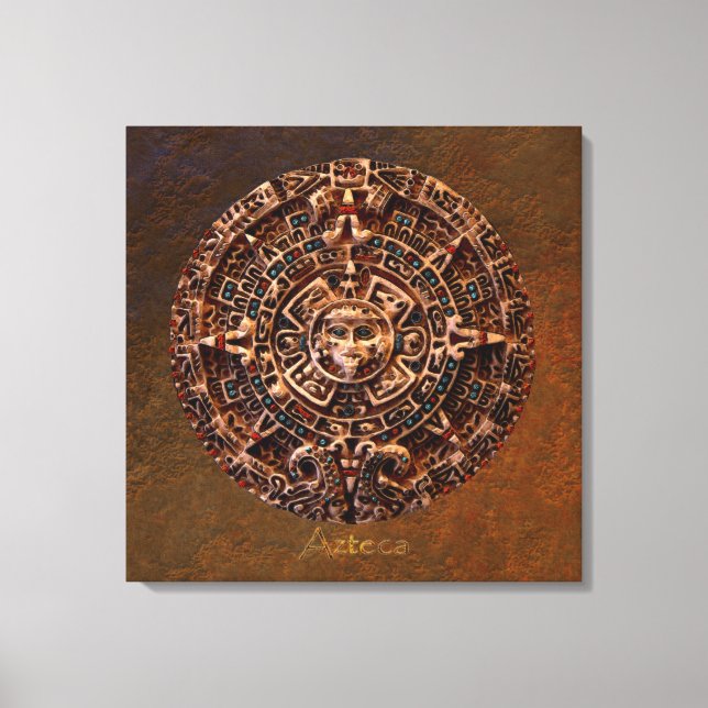 Lienzo AZTECA ~ Mayas - Azteca Sun Calender Art Print (Anverso)