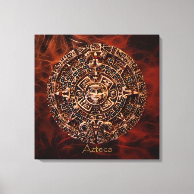 Lienzo AZTECA ~ Mayas - Azteca Sun Calender Art Print (Anverso)