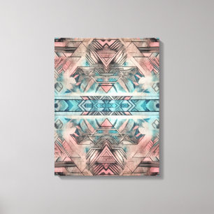 Lienzo Azteca Pastel Sudoeste Rosa Y Azul