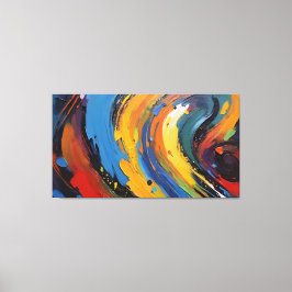 Lienzo Azul Amarillo Vibrante Pintura al Óleo Abstracta e