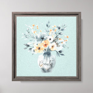 Lienzo Azul Blanco Amarillo en Florero