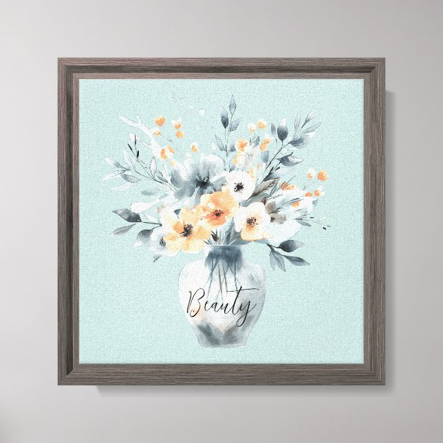 Lienzo Azul Blanco Amarillo en Florero (Anverso)