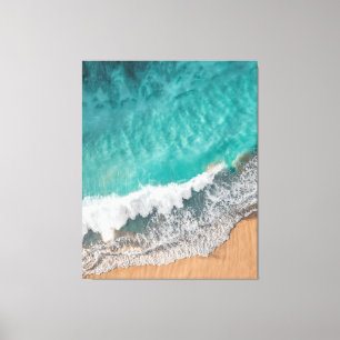 Lienzo Azul brillante Calm Océano Shore Muro de madera Ar