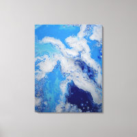 Azul Caribe Turquesa Marino Blanco Fluido Abstract