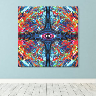 Lienzo Azul de la pintura trípica y torcida de ojos