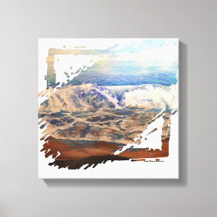 Lienzo Azul de olas de playa