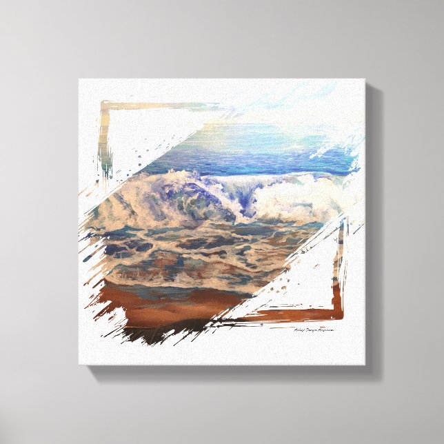 Lienzo Azul de olas de playa (Anverso)