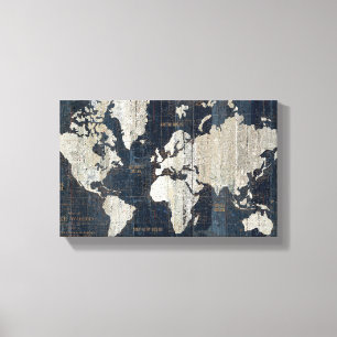 Lienzo Azul del mapa de Viejo Mundo
