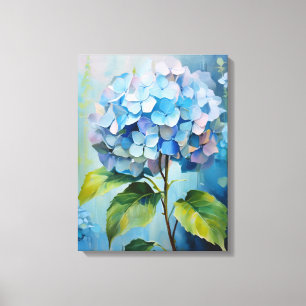 Lienzo Azul Elegancia: Hortensia en Flor