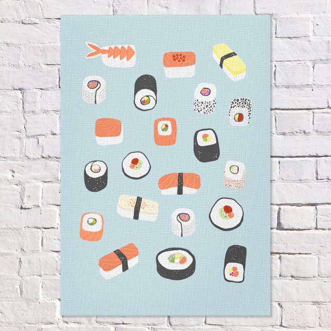 Lienzo Azul sushi japonés (Japanese sushi fun wall art)