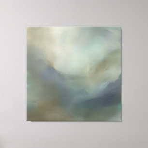 Lienzo Azul Teal Sereno Oleadas Abstractas Paisaje Etéreo