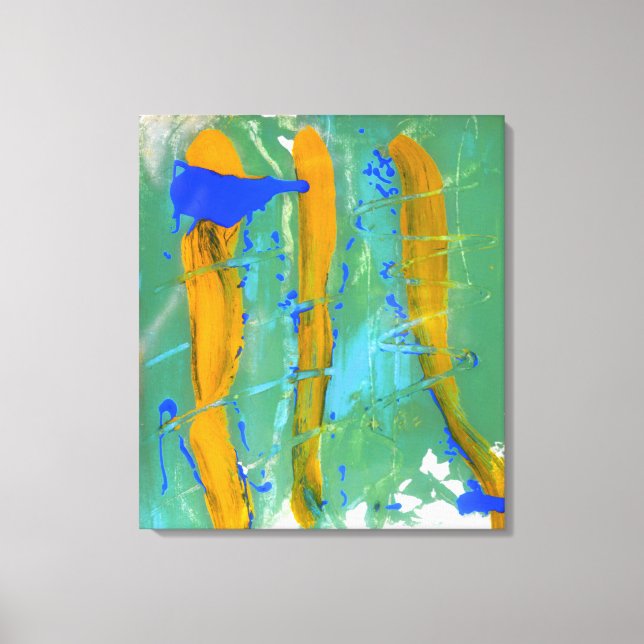 Lienzo Azul, verde y amarillo (estudio de color) #1 (Anverso)