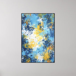 Lienzo Azul y Dorado Expresivo Splash Abstracto